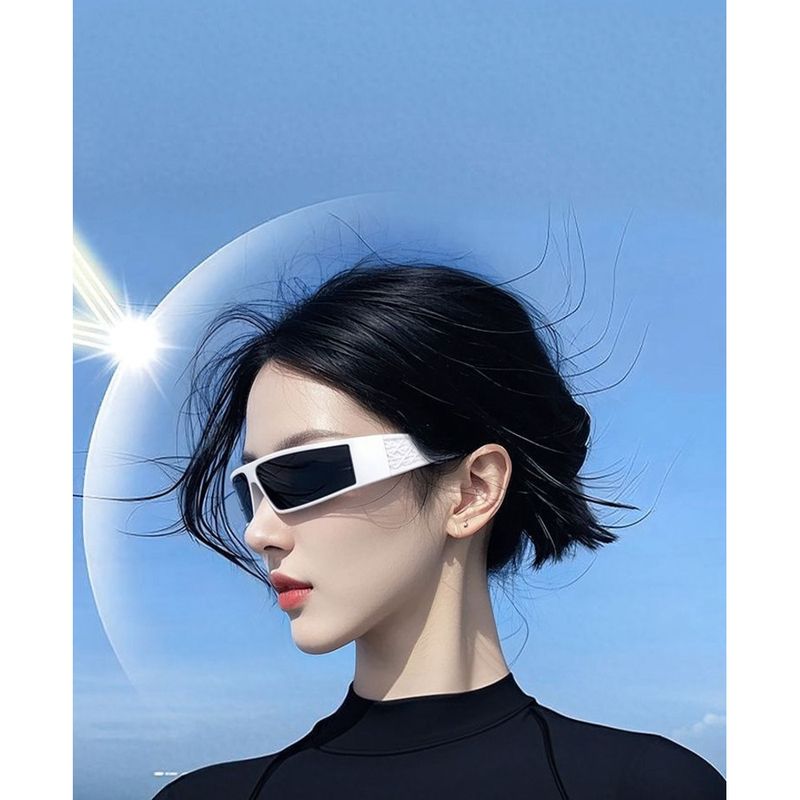 Lexun per le donne, tendenza moda stile coreano, nuovi occhiali da sole cyberpunk Y2K da ciclismo con fascia curva_voghion.com