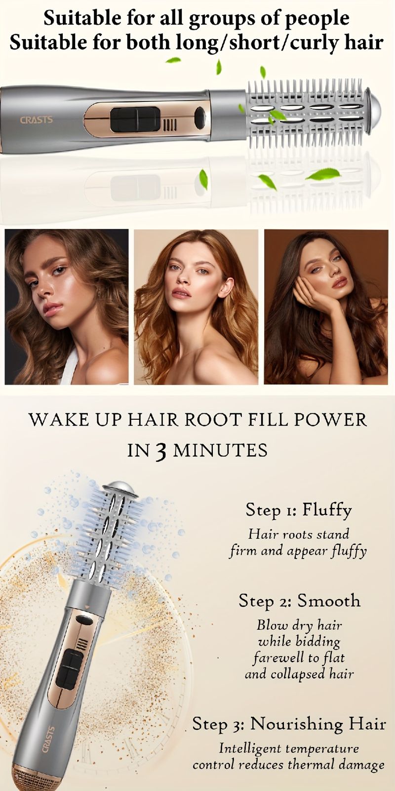 2-in-1-Heißluftbürste und Glättungskamm für müheloses Haarstyling – das perfekte Weihnachtsgeschenk für Frauen_voghion.com