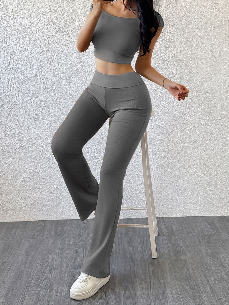 2025 Summer New Versatile Casual Sports Simple Solid Color Close Fitting Fashion Set For Women_voghion.com