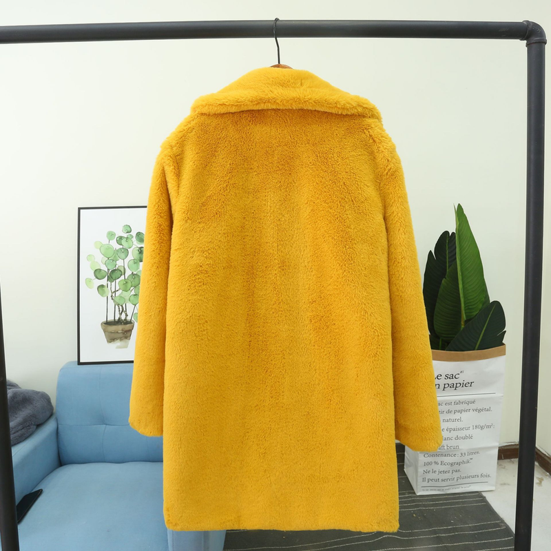 Damenbekleidung, Nachahmung aus Kaninchenfell, Anzug, Nachahmung, Pelzmantel, Kleidung, lockeres, flauschiges, weiches Kaninchenfell_voghion.com