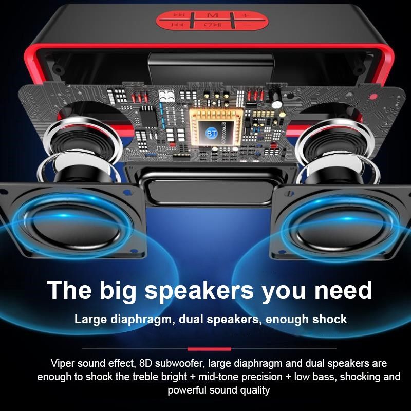 SC211 Taşınabilir Subwoofer Kablosuz Bluetooth Hoparlör Bluetooth 5.0, TF Kart ve U Disk ve 3,5 mm AUX Desteği (Siyah)_voghion.com