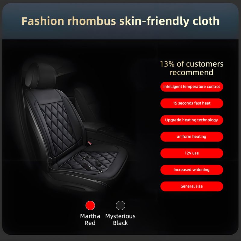 12V Cushion Covers Winter Seat Heater Car Accessories Heating Pads Universal Available In Black Red_voghion.com