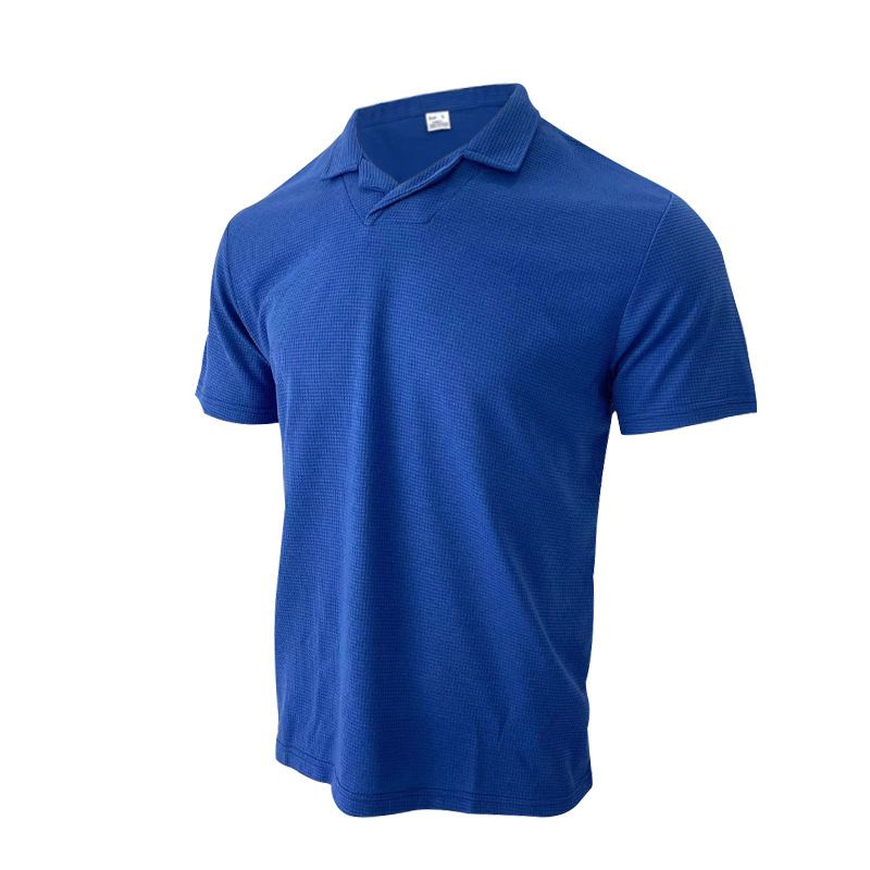 2024 Men's Summer New Thin Fashion Solid Color Heavy Waffle Short-sleeved Casual Men's Polo Shirt T-shirt_voghion.com