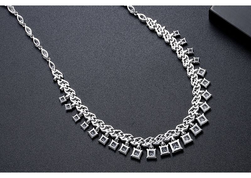 Set di gioielli da donna, elegante collana geometrica per matrimonio, festa, abito da sera, moda, stile minimalista, tonalità argento_voghion.com