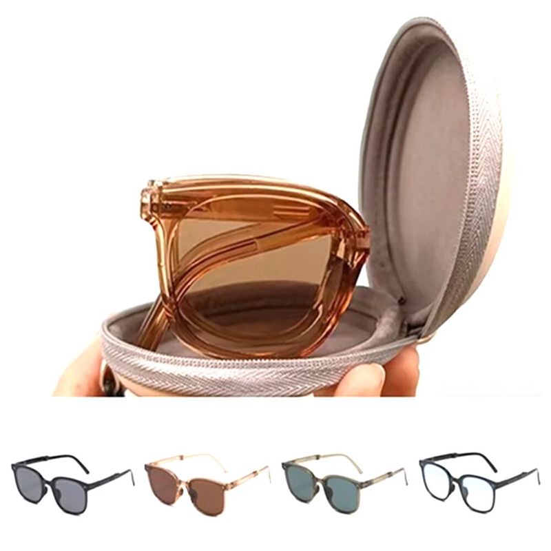 Modische, zusammenklappbare Sonnenbrille mit Etui für Damen, modische, polarisierte UV-Brille mit Luftpolster_voghion.com