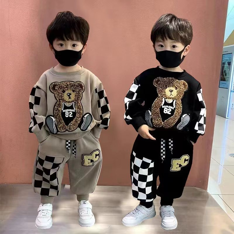 Kinderkleidung, hübsches 2023 neues lässiges, locker sitzendes, modisches Frühlings-Herbst-Trendset für Jungen, zweiteiliges Set_voghion.com