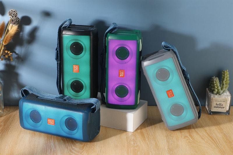 Nuevo Altavoz Bluetooth TG345 para exteriores, luz LED colorida, Radio, tarjeta de inserción, caja, transmisión, Subwoofer_voghion.com