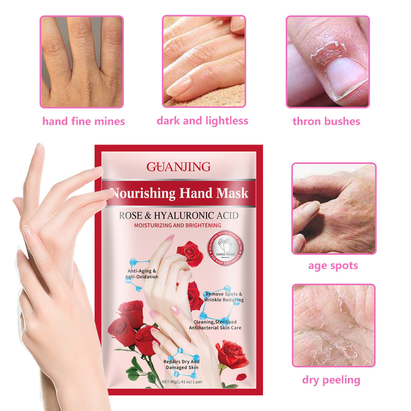 pour éliminer les peaux mortes à la rose, hydrater les coins et éclaircir le masque de soin des mains H_voghion.com
