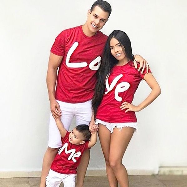 2024 New Cartoon Parent Child Wear Loveme Pattern Women's Printed T Shirt Short Sleeve_voghion.com