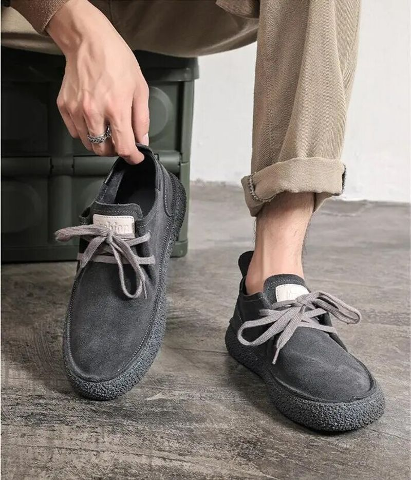 Herr mocka äkta läder Fritidsskor Snörning Herr Lätt Bekväm körning Flats Herr Outdoor Oxfords Sko_voghion.com