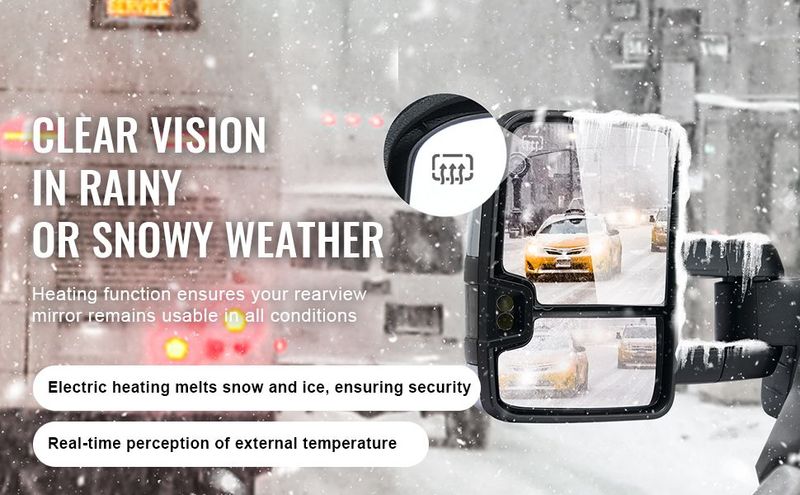 VEVOR Towing Mirrors Fit For 2008-2014 Chevy Silverado GMC Sierra Power Heated LED Arrow Signal Light Side View Mirror Pair Manual Controlling Telescoping Folding, Silver_voghion.com