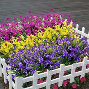 Grunyia Flores Artificiais Resistente a UV Plantas Internas e Externas Plantador Pendurado Decoração de Jardim Doméstico, 10 Pacotes_voghion.com