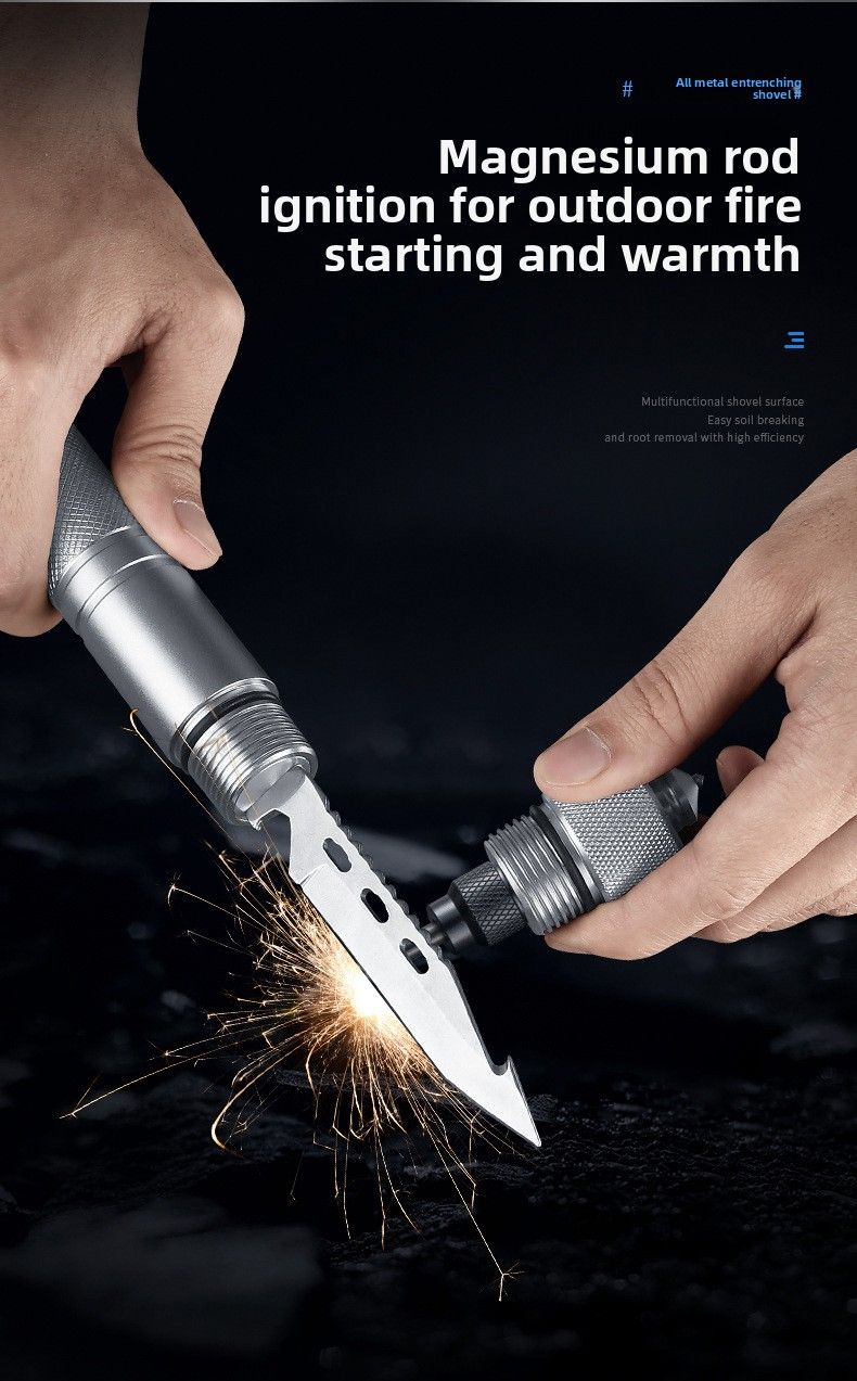 Pala da campeggio portatile per auto, attrezzo da pesca, attrezzo da scavo pieghevole per esterni, in acciaio ad alto tenore di carbonio, militare_voghion.com