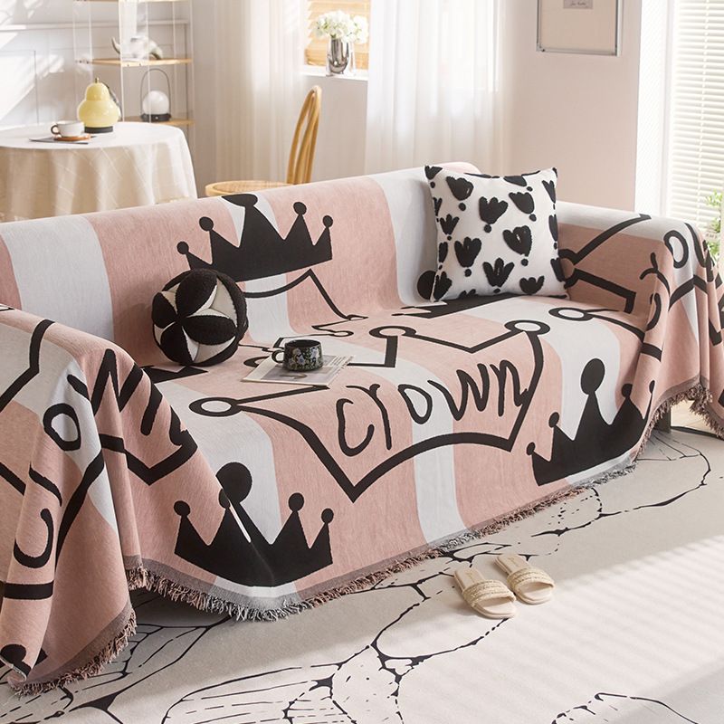 Pink Flannel Non-Slip Sofa Throw All-Season Universal Full-Cover One-Piece Design_voghion.com