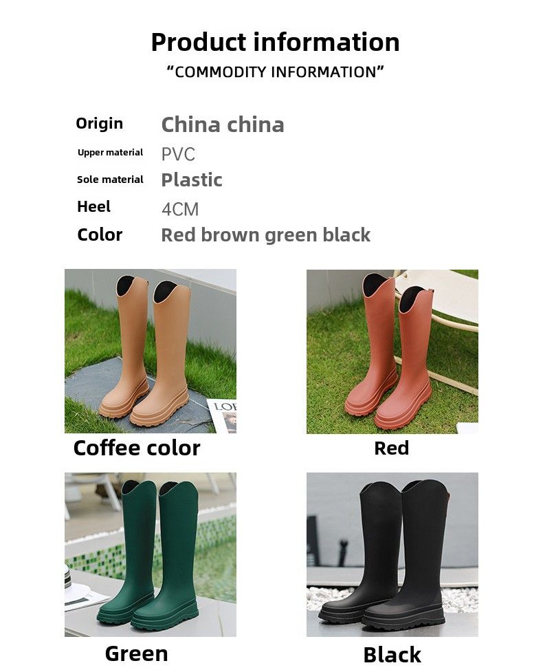 High tube rain shoes women wear thin fashion versatile non-slip waterproof rain boots wear-resistant thick-soled long tube rubber shoes_voghion.com