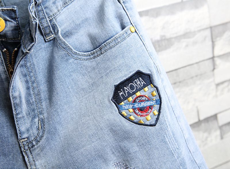 Men's Clothing Embroidered Jeans Shorts Fashion Men's Casual Stretch Denim Shorts_voghion.com