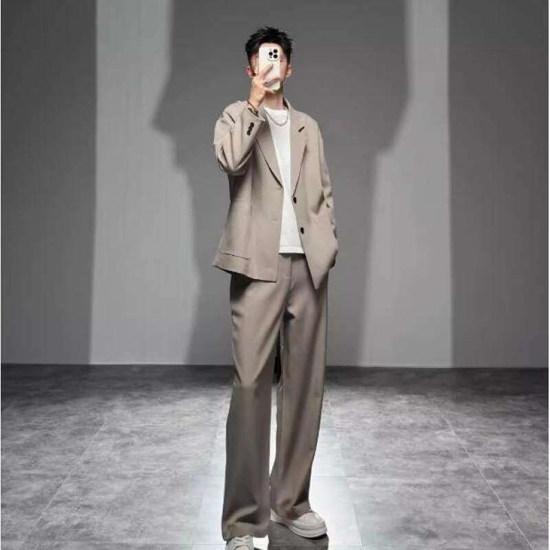 Lai De's Matching Set For Men Oversized Casual Suit Two-Piece Loose Mature Style Handsome_voghion.com