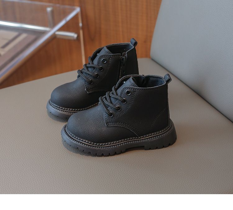 2024 Autunno Bambini Semplice Versatile Singolo Ragazzi Pelle Corto Morbido Suola Bambino Giallo Stivali Uomo e Donna Scarpe_voghion.com