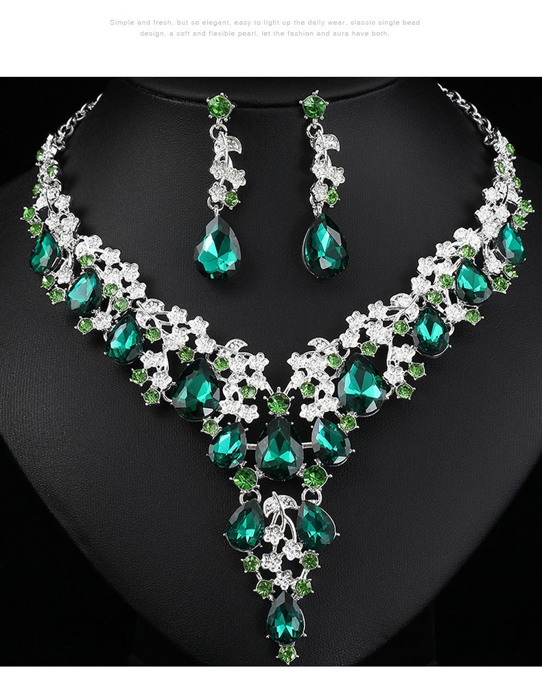 Set di gioielli da donna, collana e orecchini, accessori da sposa di alta qualità, tre pezzi_voghion.com