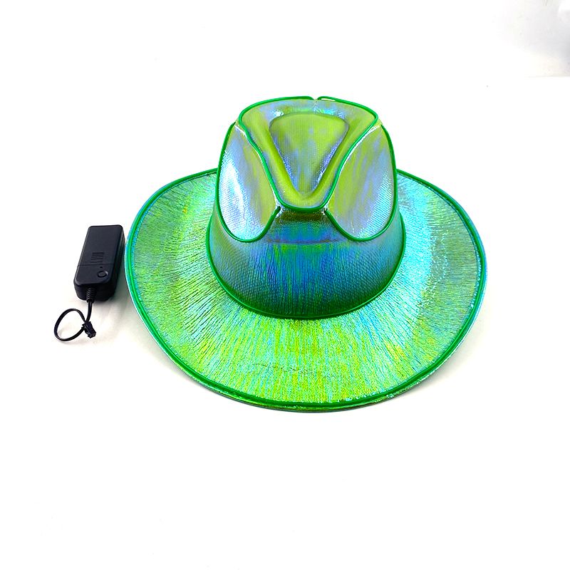 Fournitures de décoration lumineuses Chapeau de cowboy lumineux LED Casquette de cowboy nacrée Chapeau de lumière néon tendance pour fête_voghion.com