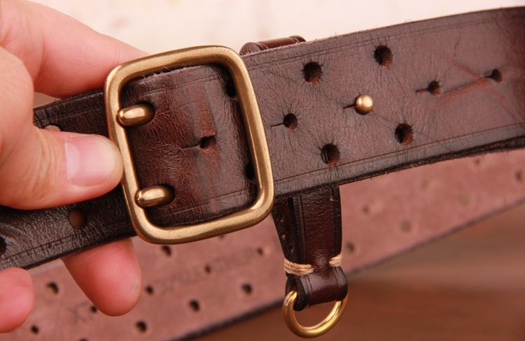 HEIßER Modegürtel mit doppelter Kupferschnalle im Retro-Stil, erste Schicht aus reinem Rindsleder, Jeans mit echtem Leder, stilvoller Herrengürtel_voghion.com