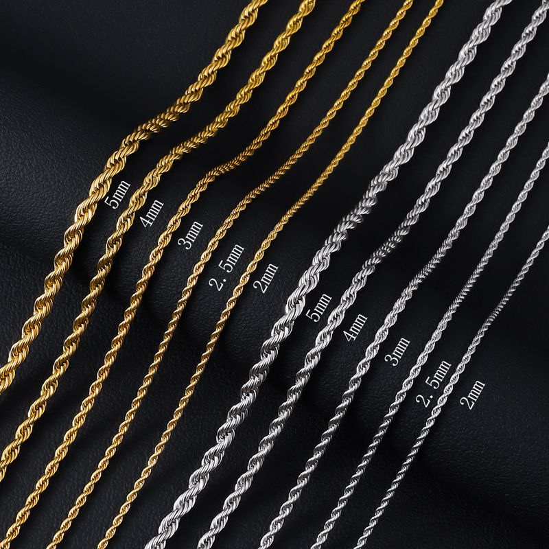 HNSP 316L Stainless Steel Twisted Rope Chain Necklace For Men Women Jewelry Accessories_voghion.com