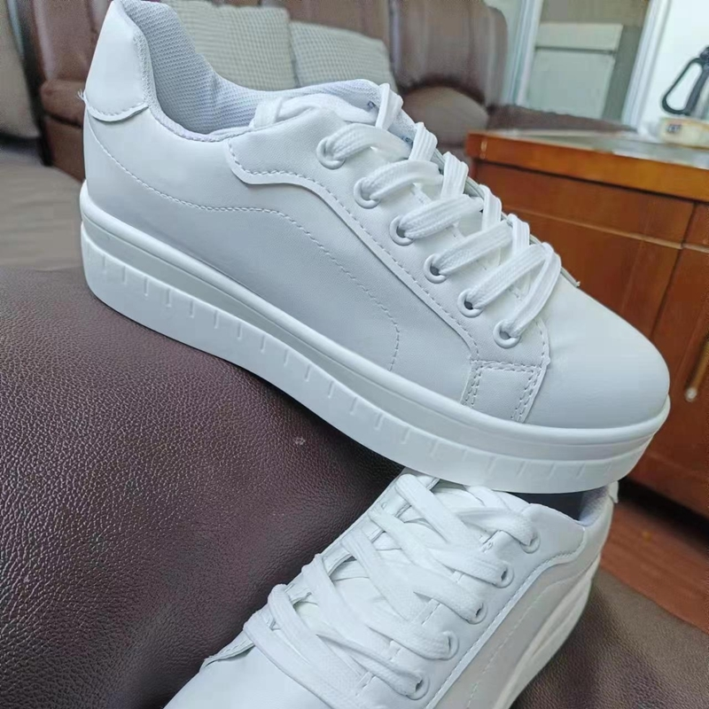 SHLIANG løpesko for kvinner Hele sesongen Moteplattform Skinn Ensfarger Elegant konsis Sport Walk Espadrilles Sneaker S0140_voghion.com