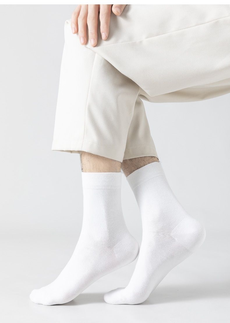 Wangjia Xinjiang Automne Pure Chaussettes Mi-mollet Anti-Odeur Hiver Épaisses Homme Affaires 100% Coton Vente en Gros_voghion.com