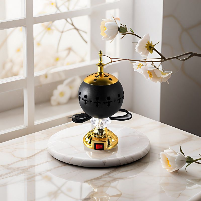 Bruciatore di incenso elettrico per aromaterapia a forma di sfera rotonda araba, decorazione per la casa, Dubai_voghion.com