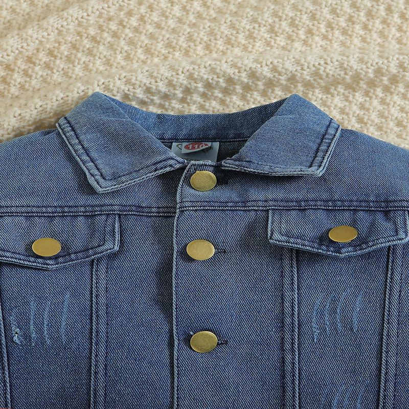 Children's Clothing New Girls' Denim Suits Fashionable Long Sleeved Jackets And Flared Pants_voghion.com