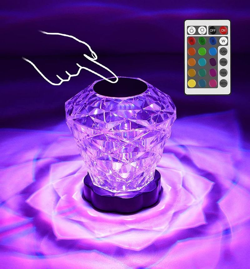 Night Light Bluetooth Speaker 3D Glass Bedside Table Lamp Color LED Night Lamp Touch Control Rechargeable Portable_voghion.com