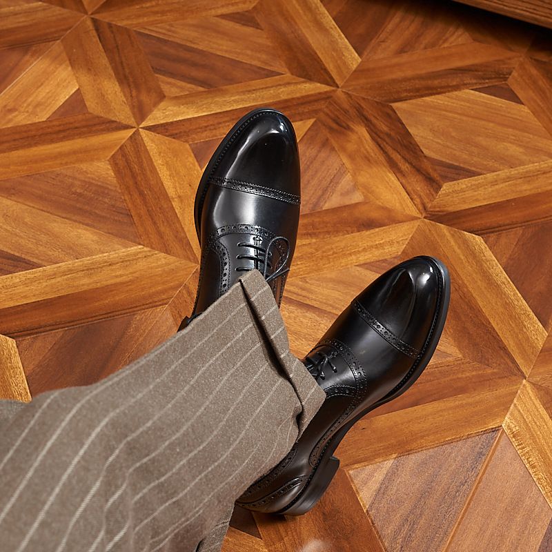 Timeless British Brogues For Men, Goodyear Welted Calfskin Shoes, Retro Round Toe Design_voghion.com