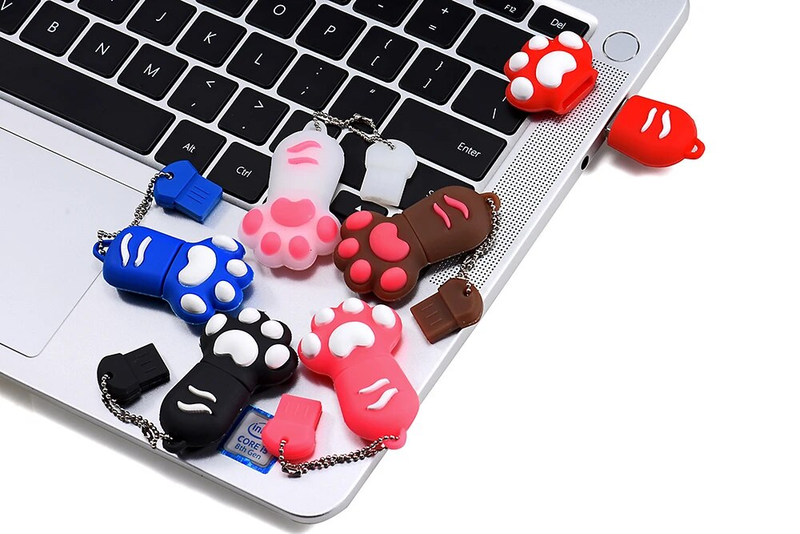 Unidad flash de dibujos animados 64 GB Cat Paw Pen Drives USB 2.0 Negro Memory Stick 32 GB Rojo 16 GB U Disco Regalo Llavero 8 GB 4 GB Marrón_voghion.com