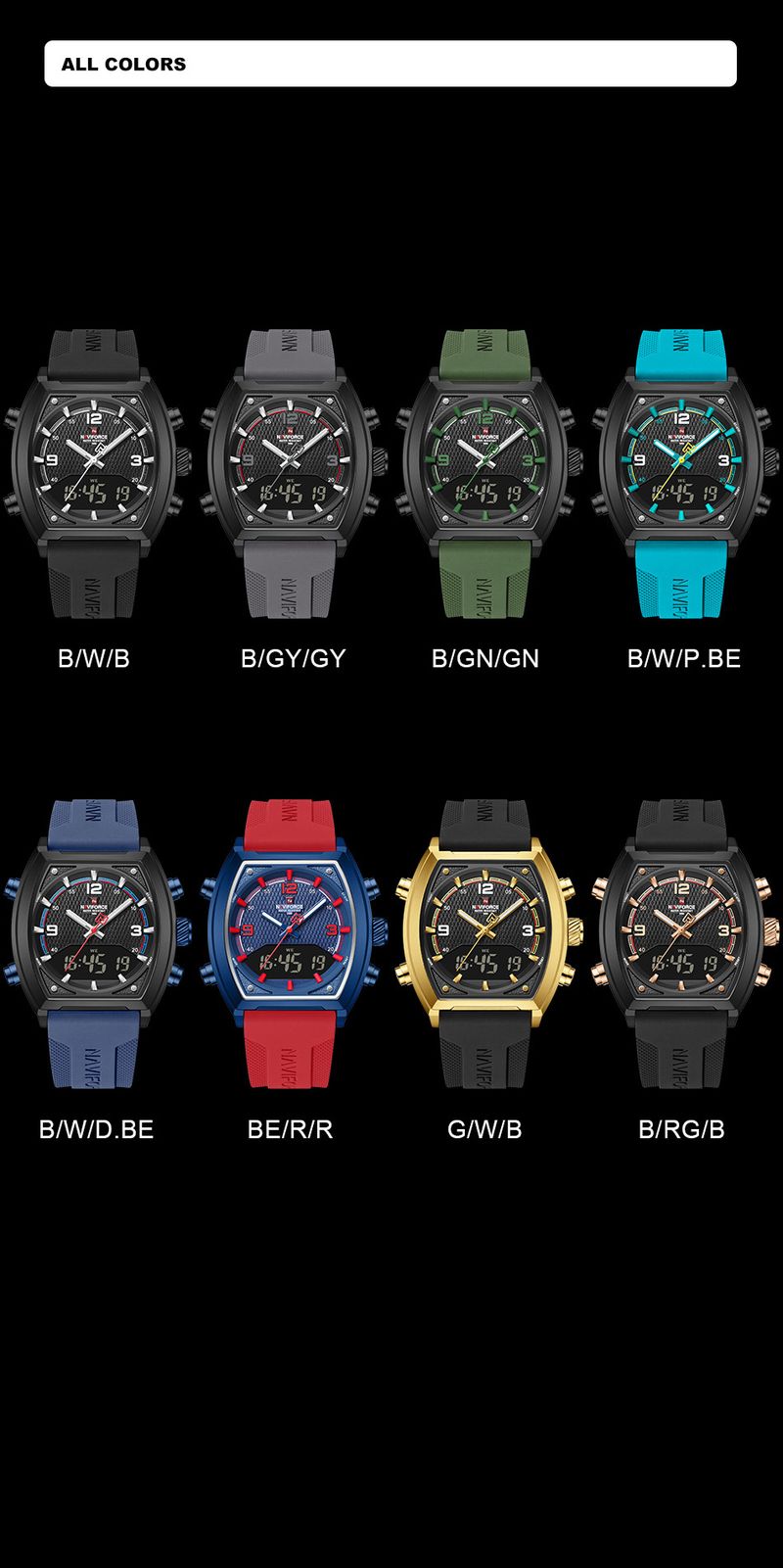 Herren Militär Dual Display Uhr Neue Tonneau Zifferblatt Quarz Armbanduhr Männer Wasserdichte Sport Uhren Analog Digital Uhr_voghion.com