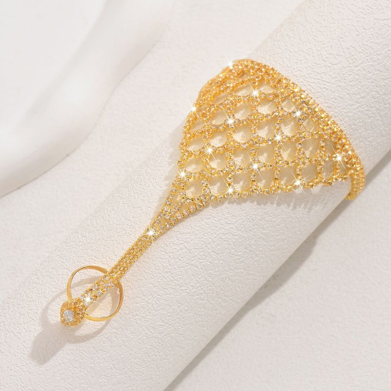 Catena con strass a griglia, stile alla moda, con retro a forma di dito, elegante e alla moda, accessori con diamanti pieni._voghion.com