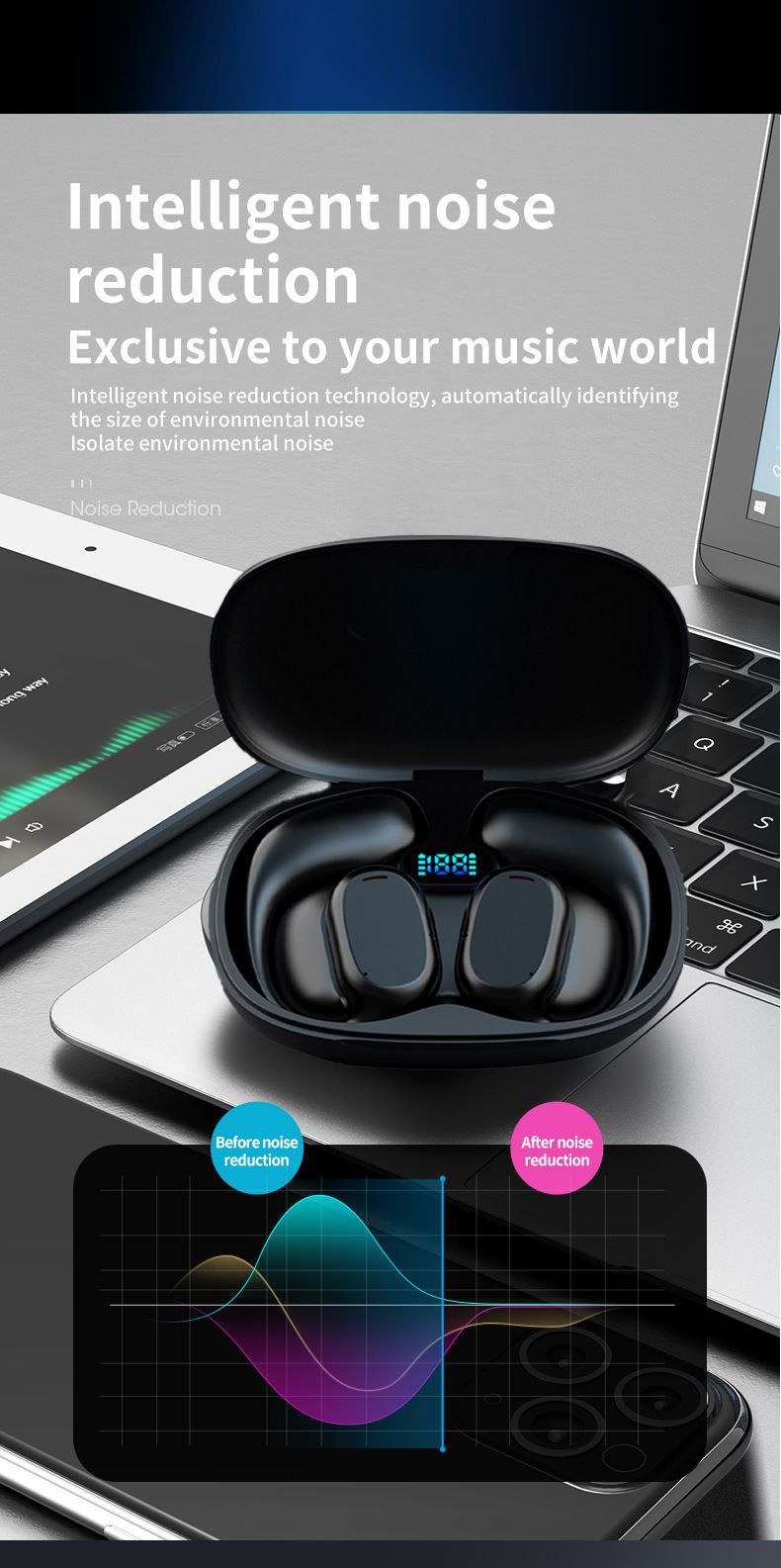Belleza y Salud Robot de Voz Nuevo B66 Auriculares Bluetooth Inteligentes Traductor Interpretación Simultánea Escucha de Llamadas Bluetooth Traducción Bluetooth_voghion.com