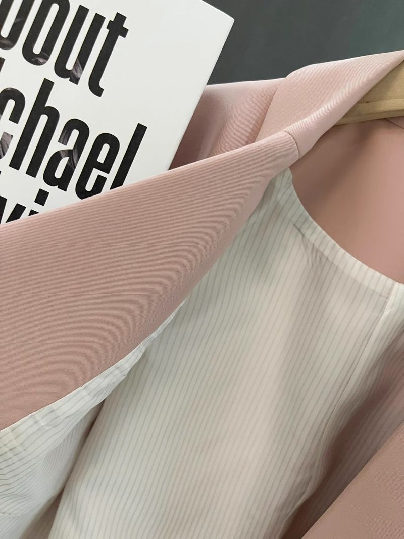 Jachetă scurtă roz pentru femei, design de nișă pentru femei, costum de student în stil britanic_voghion.com