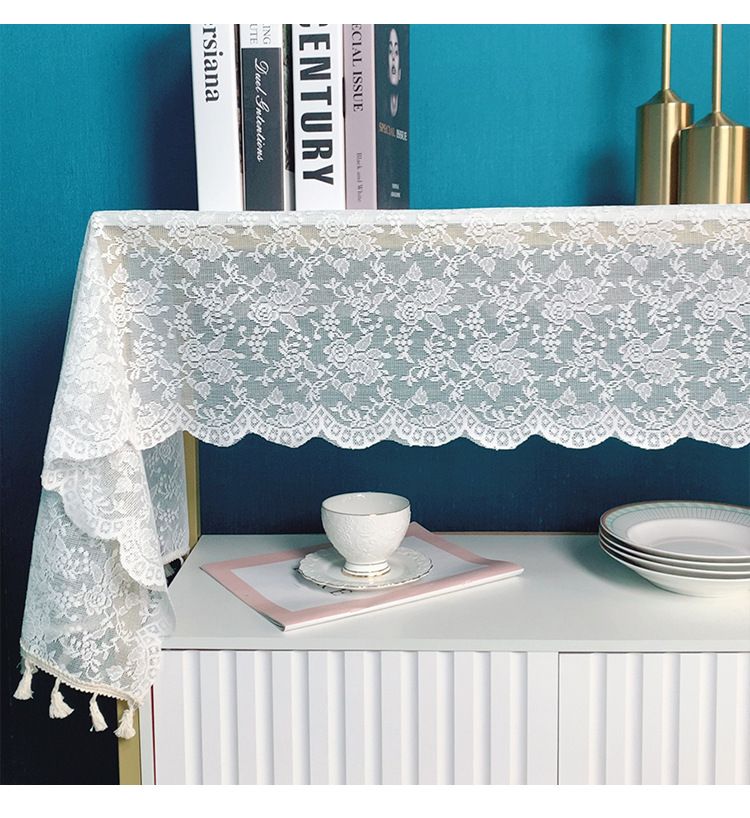 Elegant Lace Table Runner & Furniture Cover – Non-Slip, Dust-Proof – Modern Boho Home Decor (60×60 To 60×300cm, White/Beige)_voghion.com