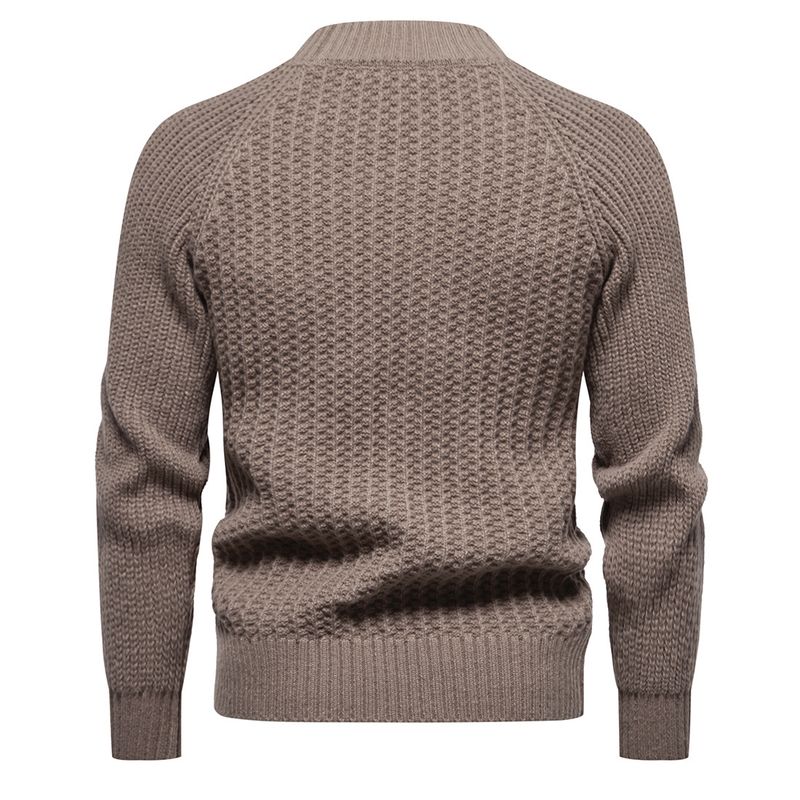 Men's pullover sweater, winter European size solid color versatile youth knitwear top_voghion.com