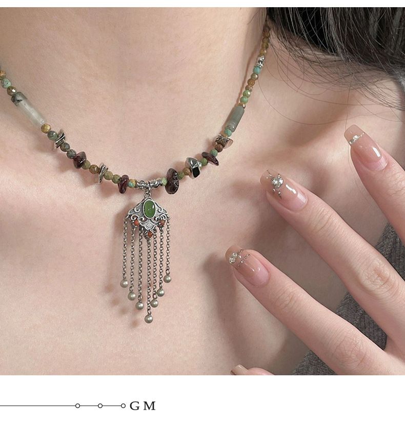 New Ruyi Lock Tassel Beaded Necklace For Women, Simple And Versatile, New Chinese Style, Light Luxury, Niche Design, High End Necklace_voghion.com