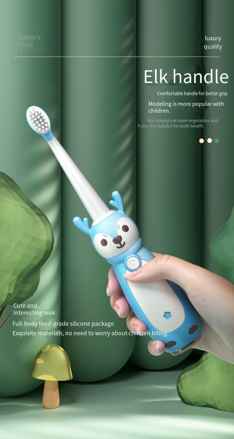 Cepillo de dientes eléctrico recargable para niños, de dibujos animados, impermeable, inteligente, con levitación magnética, sónico, de cerdas suaves, para limpieza bucal de bebés._voghion.com