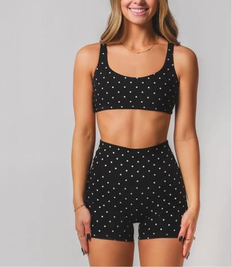 Damenbekleidung Split Freizeit und bequemes Polka Dot Zweiteiliges Badeanzug-Set_voghion.com