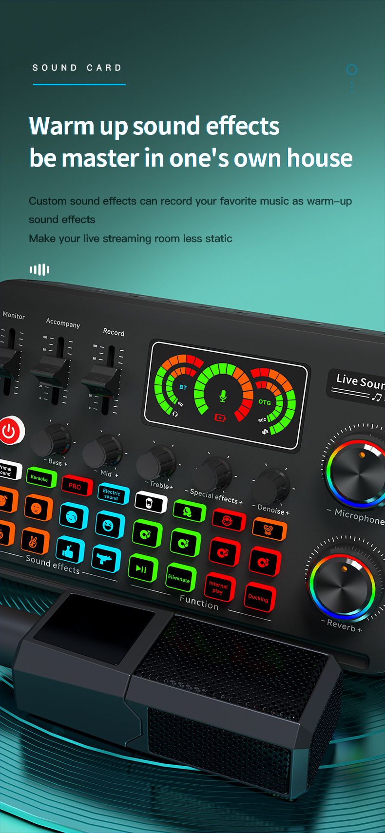 verze F999 živá karta zvukové efekty na zakázku anglické balení mikrofonu_voghion.com