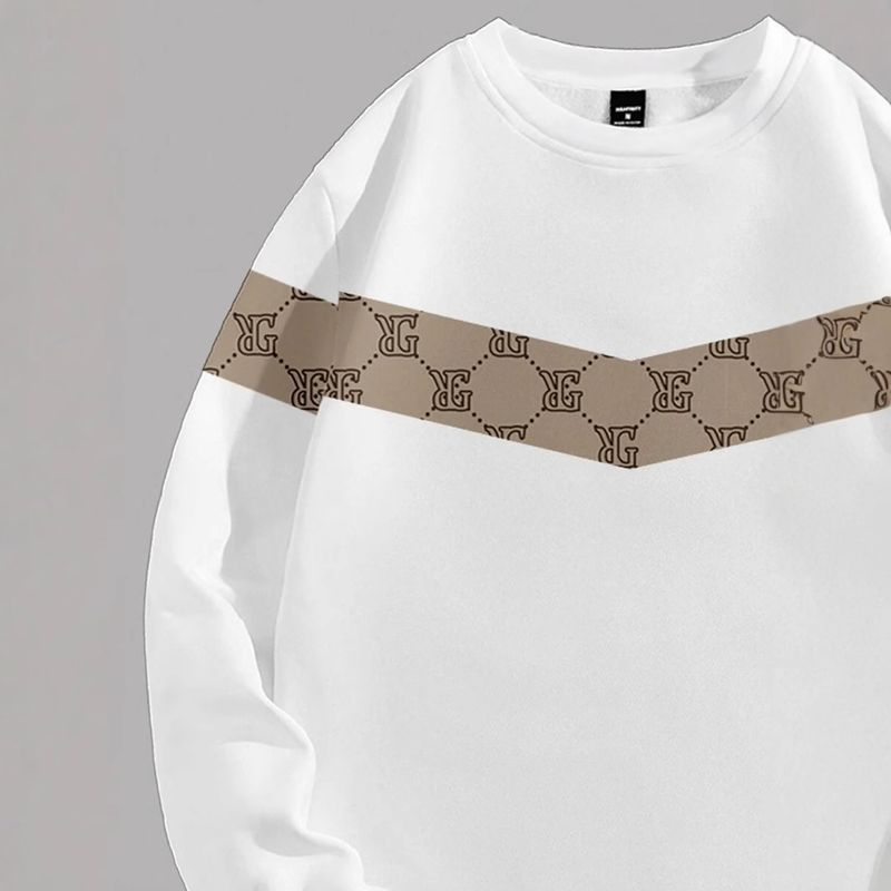 Elegantes Herren-Sweatshirt mit V-Ausschnitt, weiß, im angesagten Business-Casual-Stil für den Herbst._voghion.com