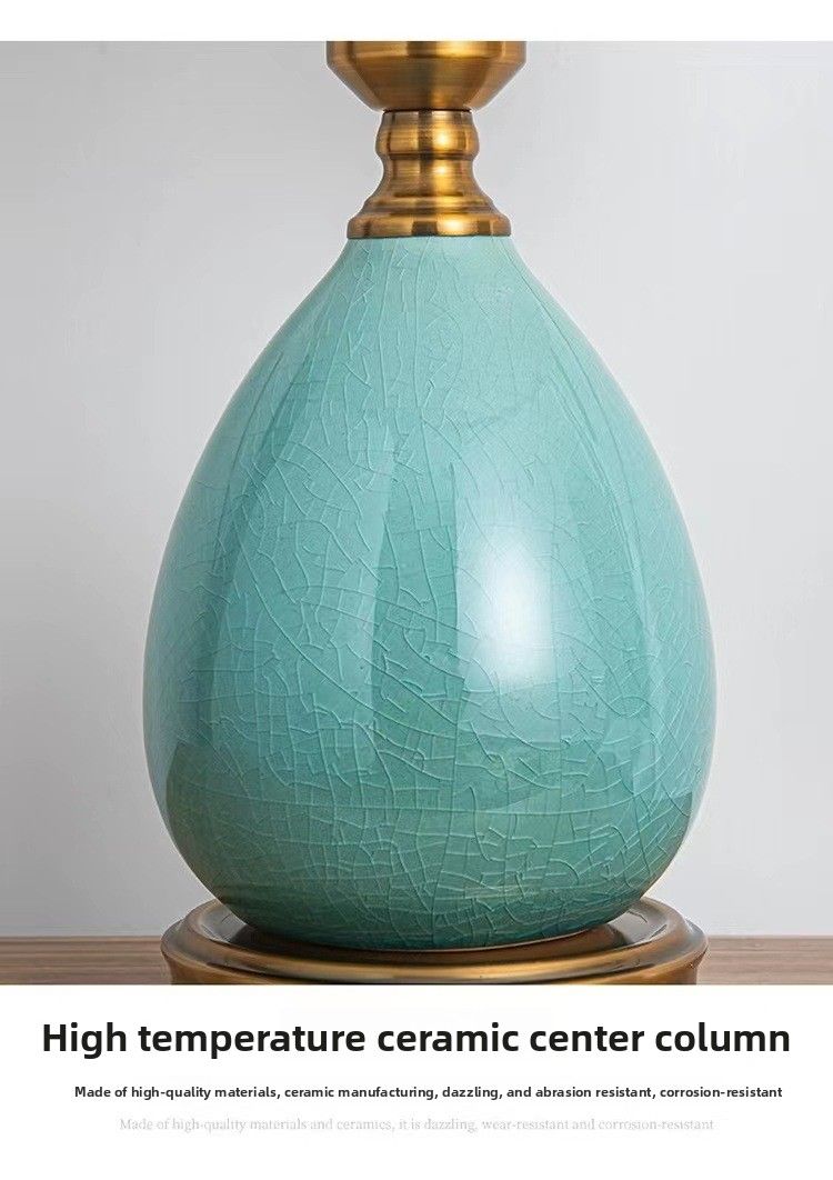 European Style Table Pastoral Ceramic Glass LED Study Desk Smart Lighting Bedroom Decorative Bedside Lamp_voghion.com