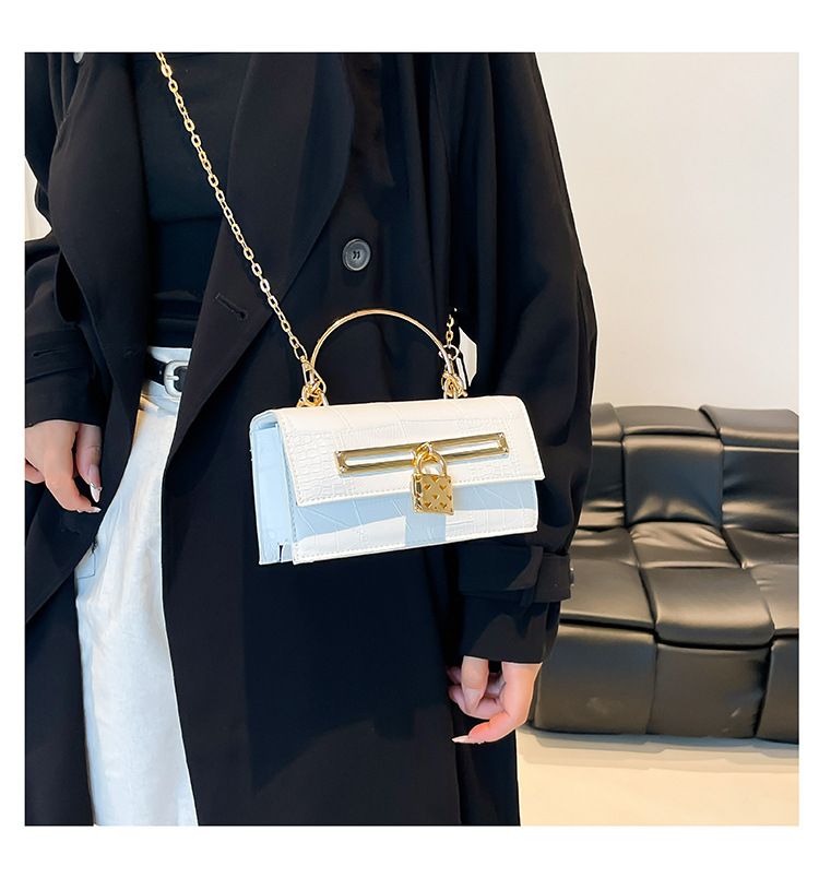 Women's Stylish And Versatile Small Square Shoulder Bag - Crossbody & Handheld For Daily Use, PU Leather With Alligator Texture, Magnetic Closure_voghion.com