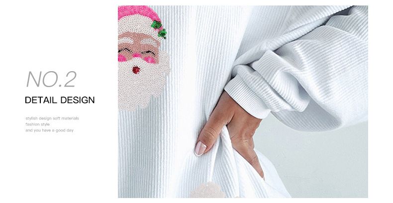 Shiying's new pullover sweater for Santa Claus with bead embroidery, loose and casual long sleeved sweatshirt_voghion.com