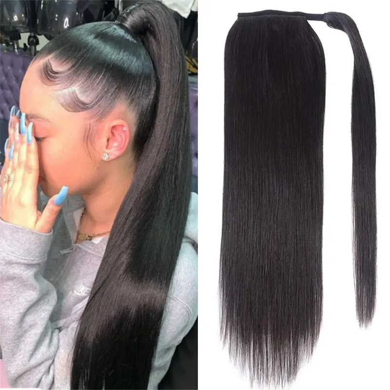 Kinky Curly Pferdeschwanz Echthaar Extensions Remy Haar_voghion.com
