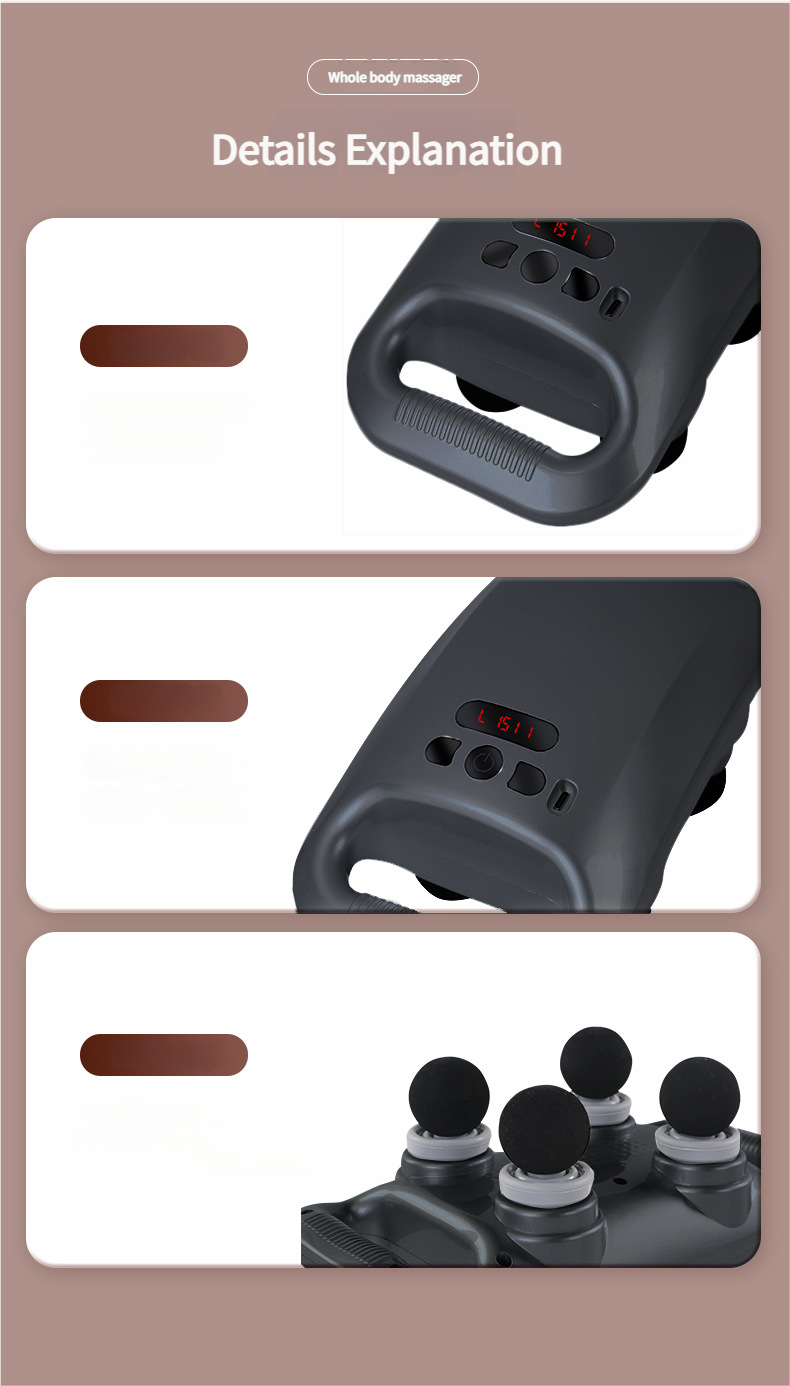 Faszienpistole Vierköpfiges vollautomatisches Tiefenmuskelentspannung Elektrisches Hochfrequenz-Vibrationsmassagegerät für zu Hause_voghion.com