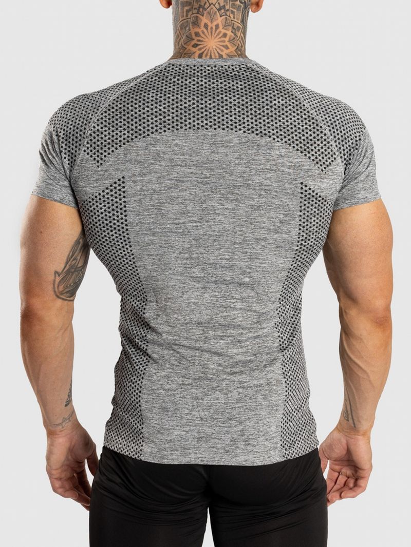 T-shirt de sport à manches courtes pour homme, vêtement de course à pied, imprimé, moulant, taille européenne, séchage rapide, été_voghion.com